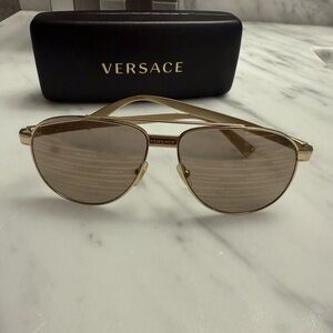 Versace Men's Gold Aviator Sunglasses
